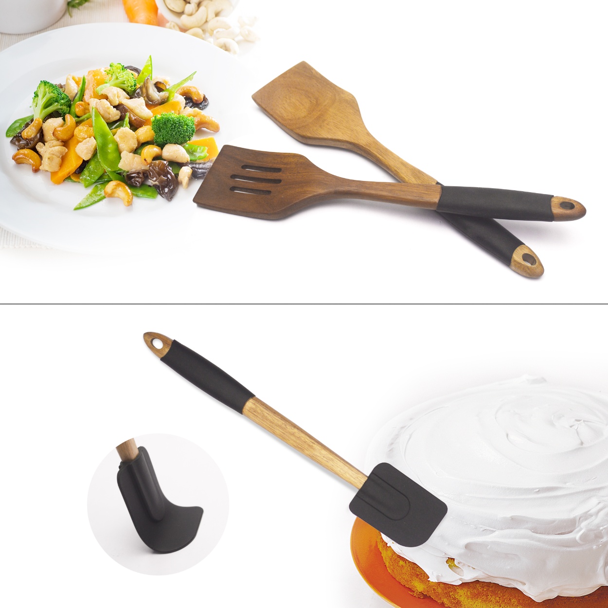 China Custom Silicone and Wood Kitchen Utensils Factory