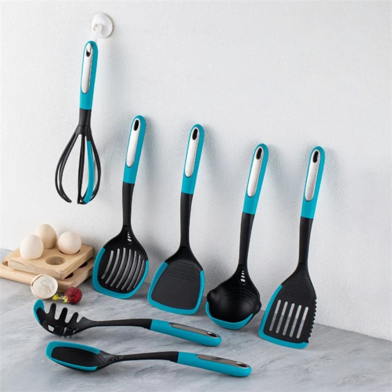 Wholesale Blue Kitchen Utensils Set Nylon Kitchenware Factory