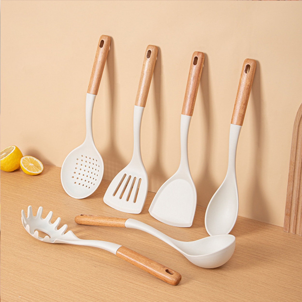 Wholesale Kitchenware Silicone and Wood Kitchen Utensils Set