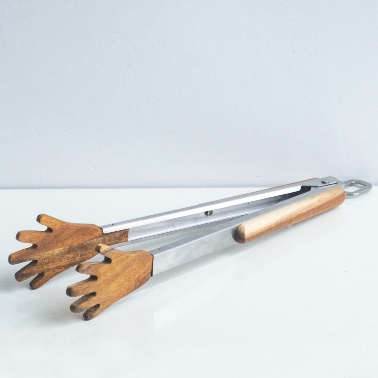 Wholesale Bamboo Toast Fry Tong Stainless Steel Food Tong