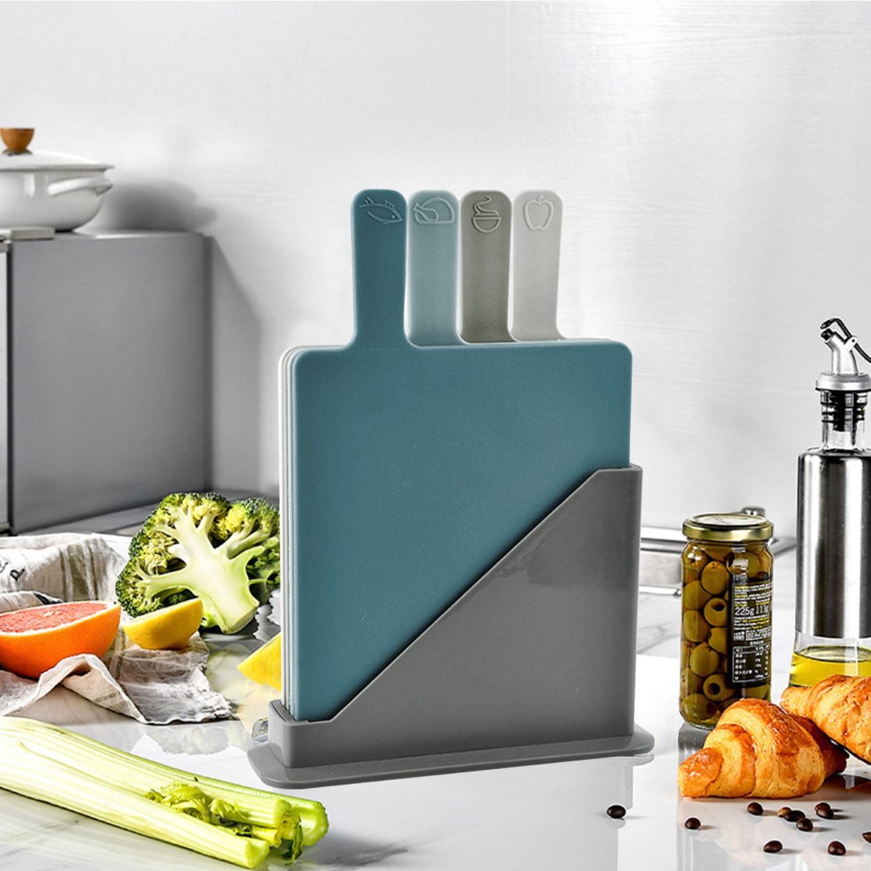 Wholesale Plastic Cutting Board Chopping Board Set with Stand